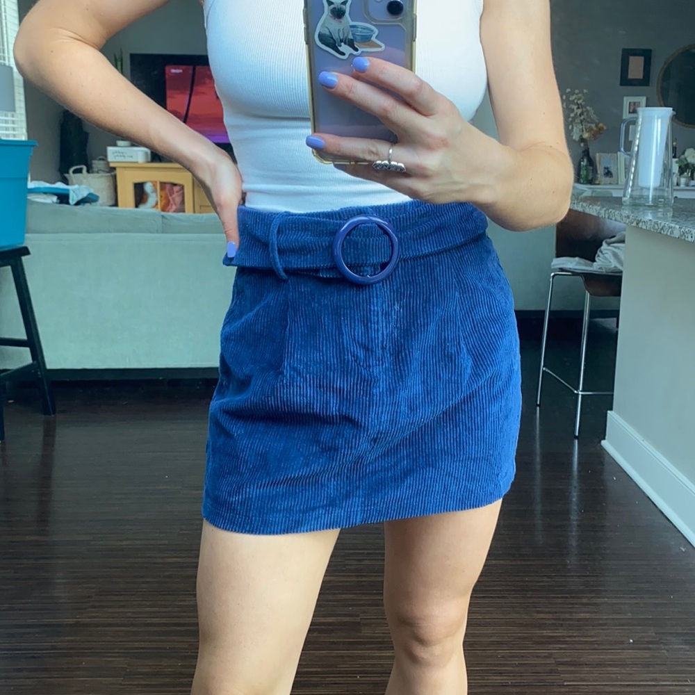 Navy Corduroy Mini Skirt